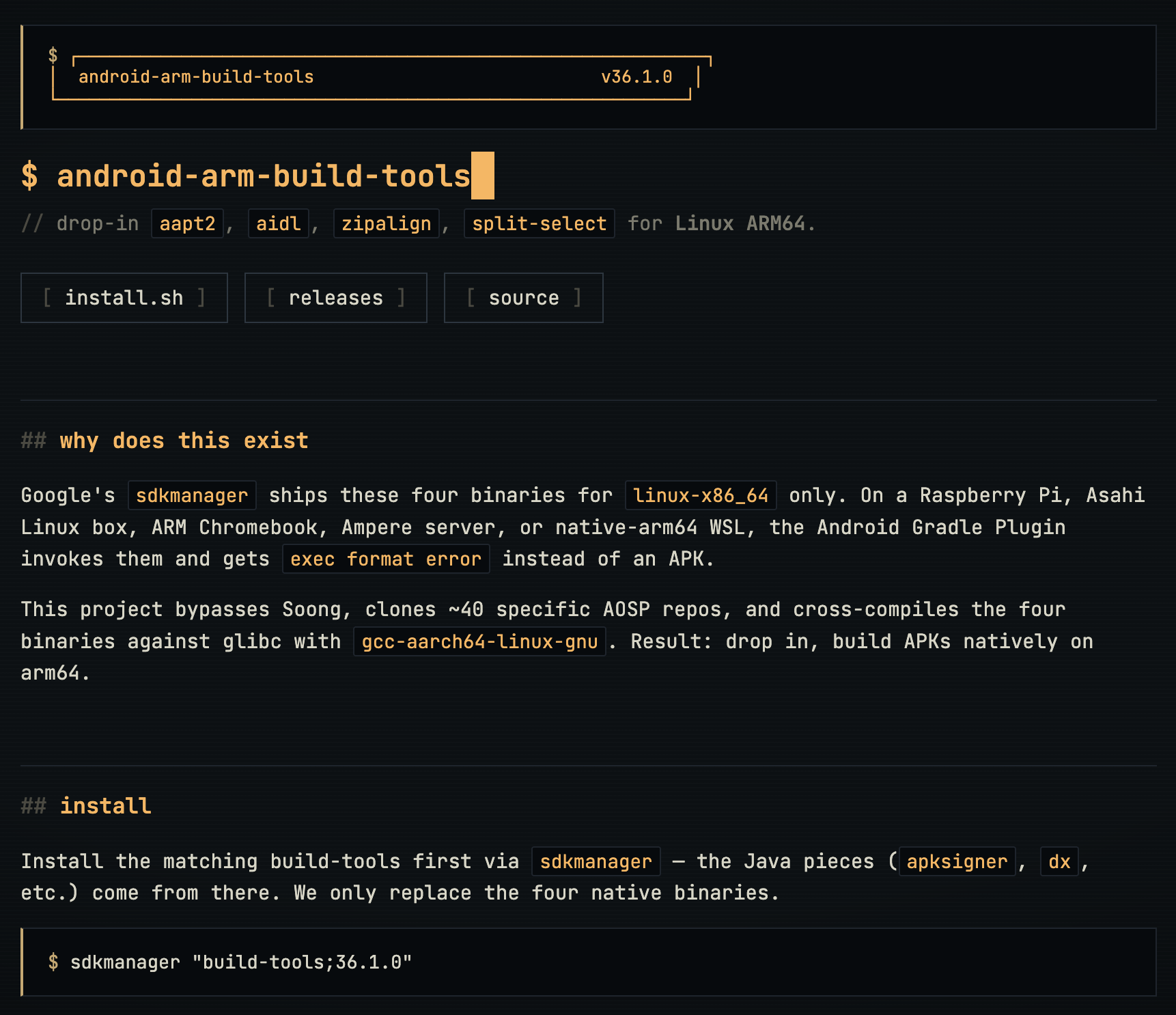 android-arm-build-tools screenshot 1
